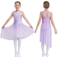 Kids Girls Ballet Lyrical Contemporary Dance Dresses Gymnastics Artistic Skating Costume Shiny Sparkly Rhinestones Tutu Dress