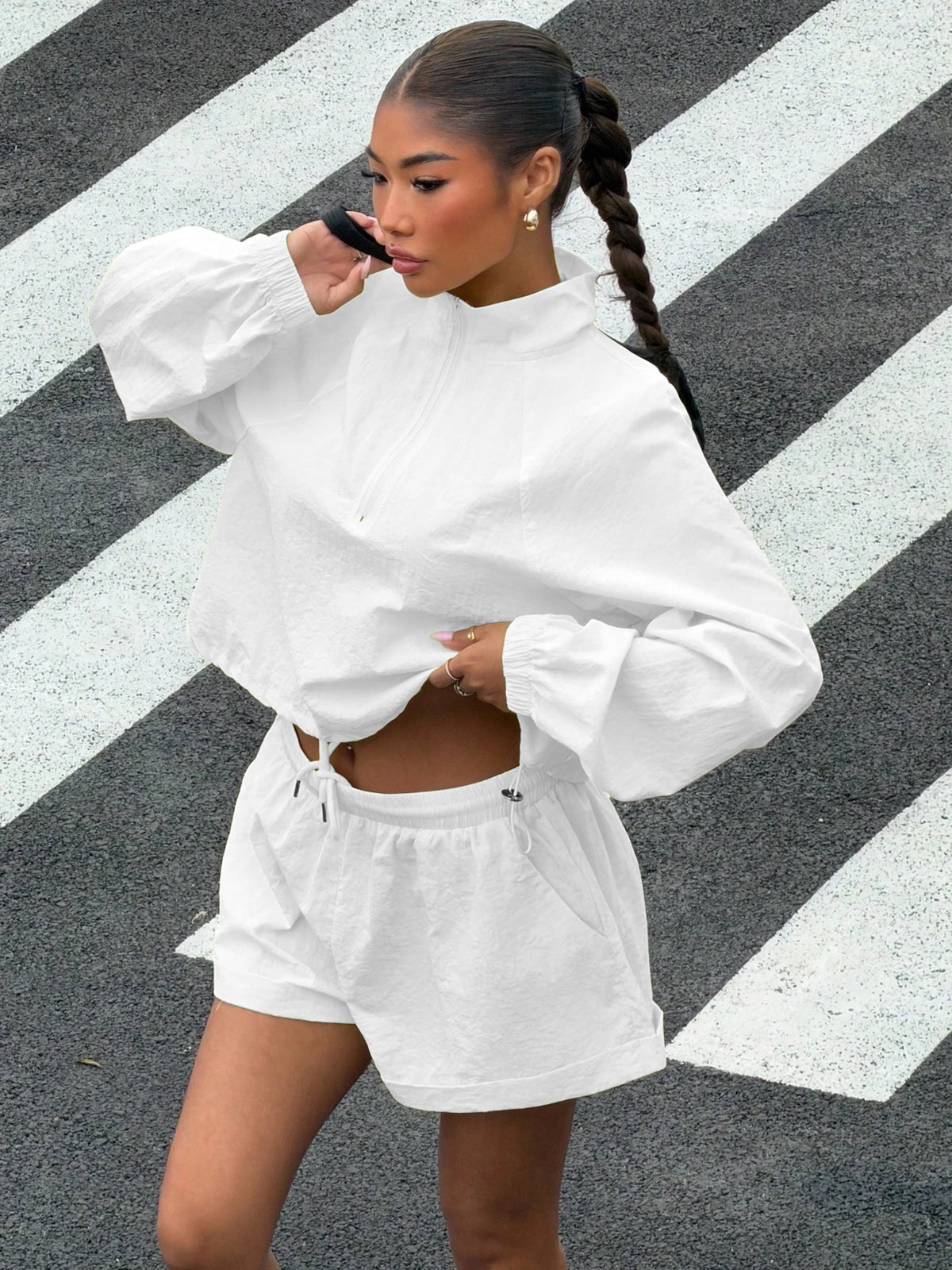 Women's Sportswear Set Bright Colors Zipper Design Sunscreen Outfit Fitness Clothing Comfortable Sportswear Ensemble