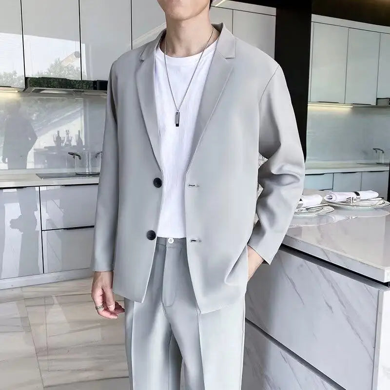 Men's Casual Half Sleeve Suit Jacket Polyester Fiber Breathable round Hemline Single Button Closure Standard Fit Adult Wear