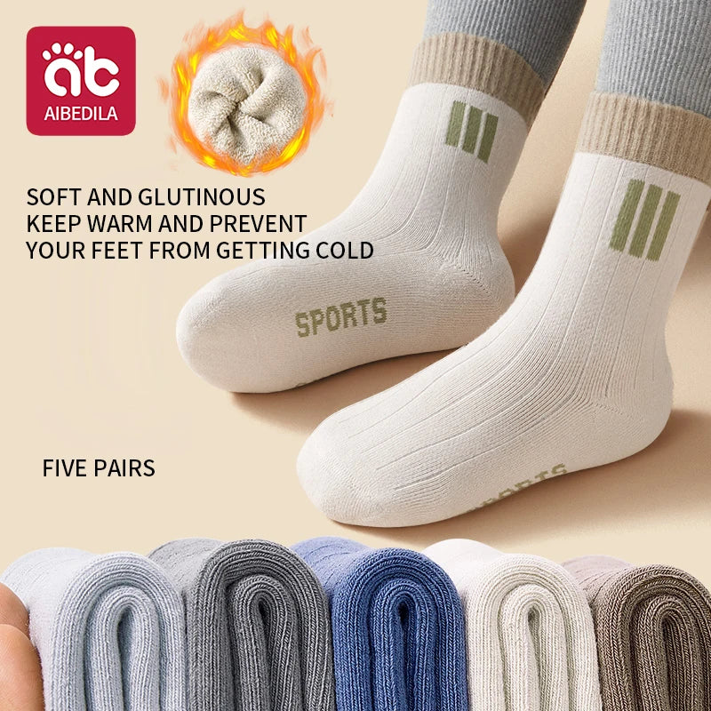 5 Pairs Baby Children's Socks Cartoon Winter Warm Animal Kids Sock Cute Boy Toddler Thickening Socks 1-12 Years