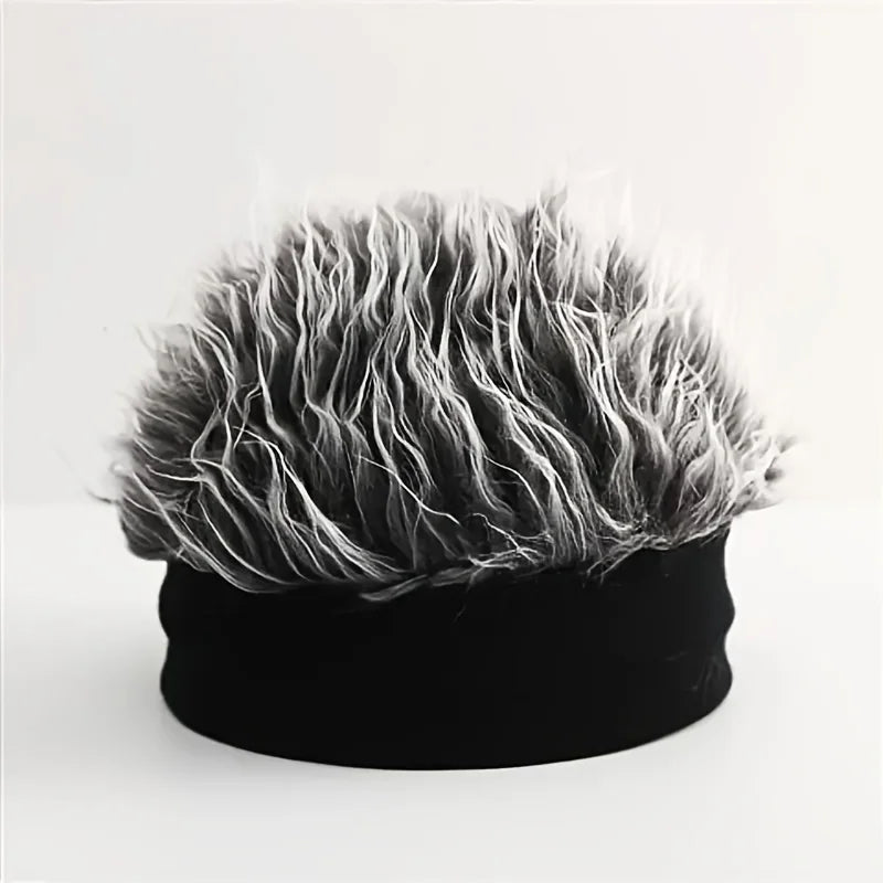 Novelty man's hairpiece hat, unique man's hairpiece knitted hat, hip-hop fashion snap-back hat, man's party cosplay accessory