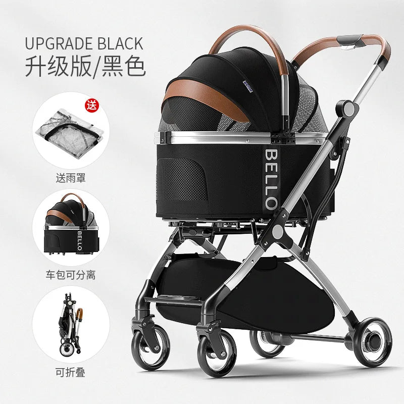 Pet Stroller Cats Dogs Carrier Wheels Supplies Portable Foldable Trolley Pet Outdoor Travel Products Accessories Dogs Stroller