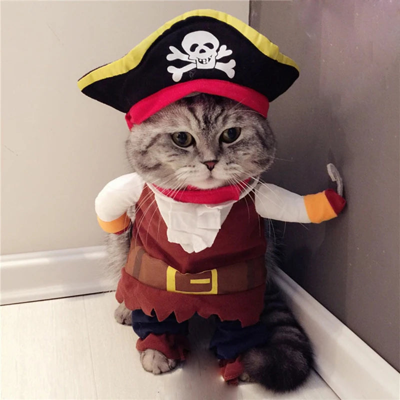 Funny Pet Clothes Pirate Dog Cat Costume Suit Corsair Dressing up Party Apparel Clothing for Cat Dog Plus Hat Pet Dog Costume