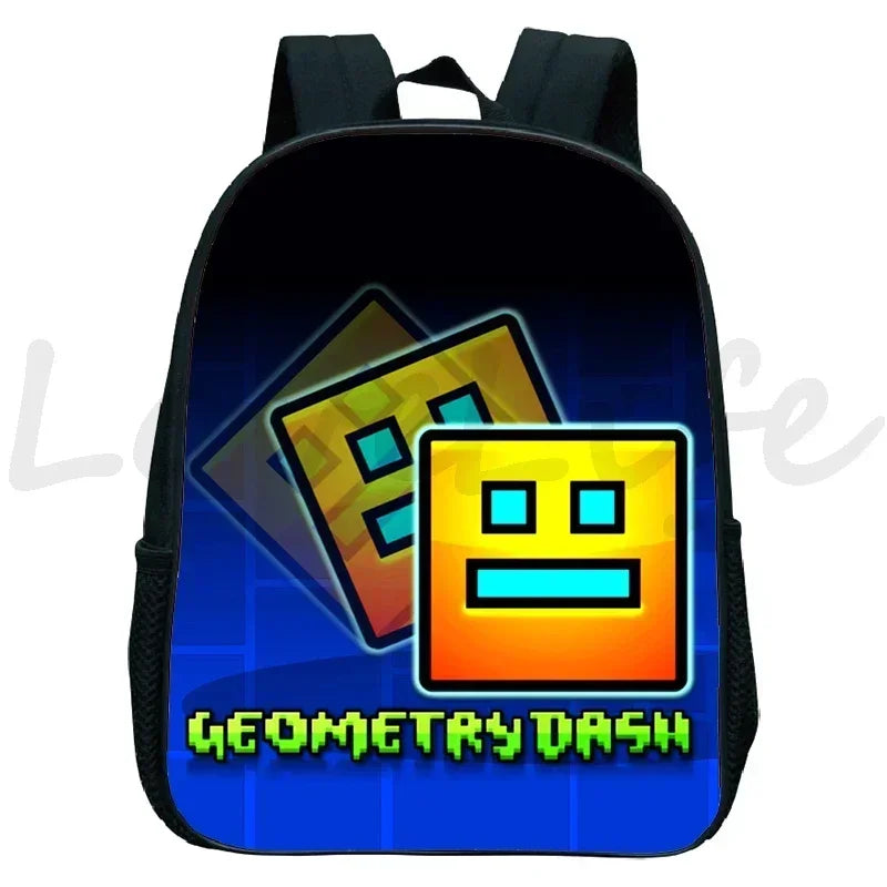 Children Backpack Anime Small Bookbag Kids Cartoon School Bags  Angry Geometry Dash Kindergarten Backpacks Boys Girls Rucksack