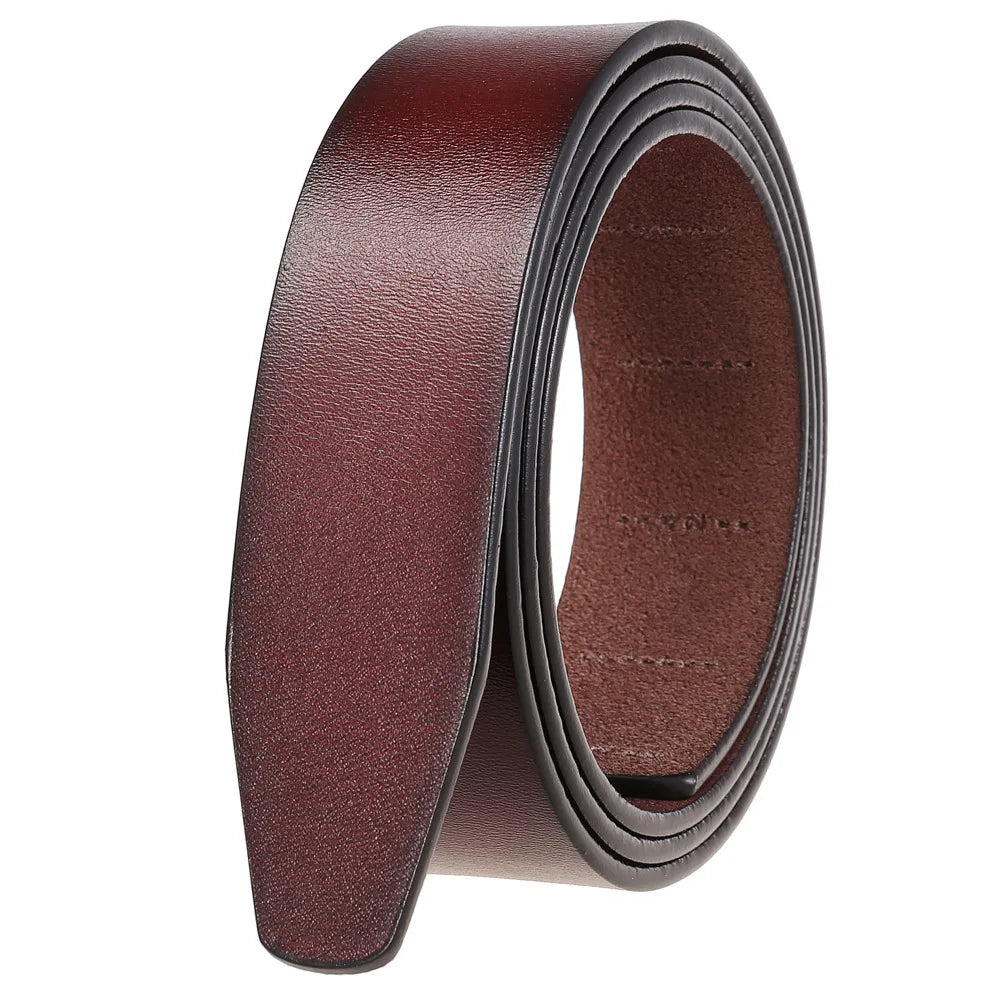 Men's Automatic Buckle Belts No Buckle Black Tan Brown Genuine Leather Belt For Men Luxury 3.5cm Width Holeless Male Strap