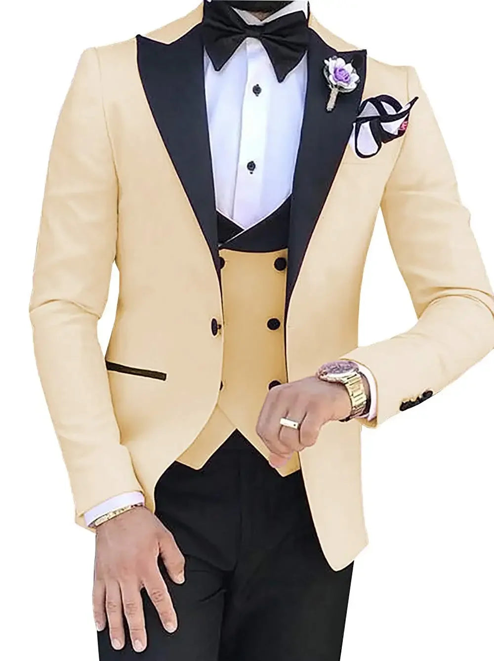 2024 Men 3 Pieces Suits For Men Custom Made Groom Groomsmen Tuxedos Wedding Men Suit Terno Masculino ( Jacket+Pants+Vest )
