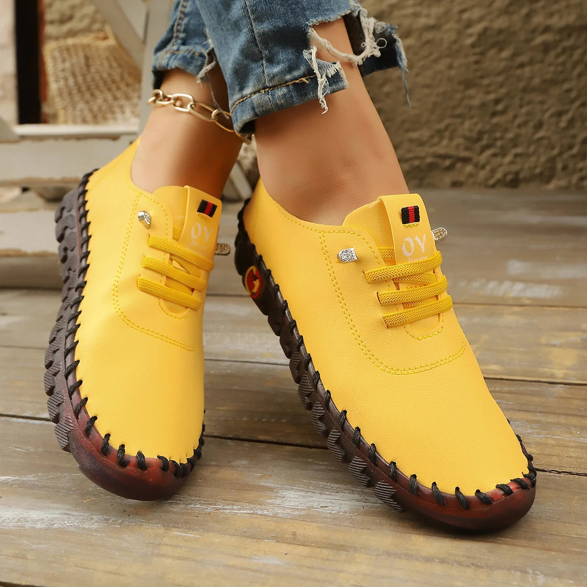 Sneakers Women Shoes Loafers Lace Up Leather Flat New Spring 2025 Casual Comfortable Mom Shoes Mujer Zapatos Chaussure Femme