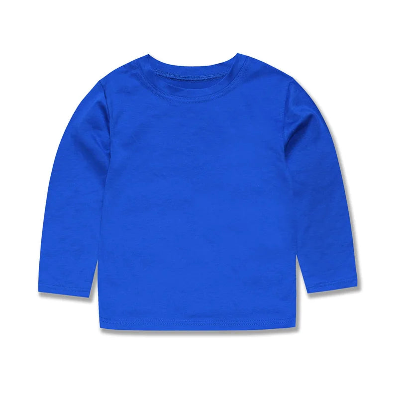 Basic White T Shirts for Kids Boys Girls 2 to 3 4 5 6 7 8 9 10 11 12 13 14 Years 100% Cotton Long Sleeve Plain Children Clothes