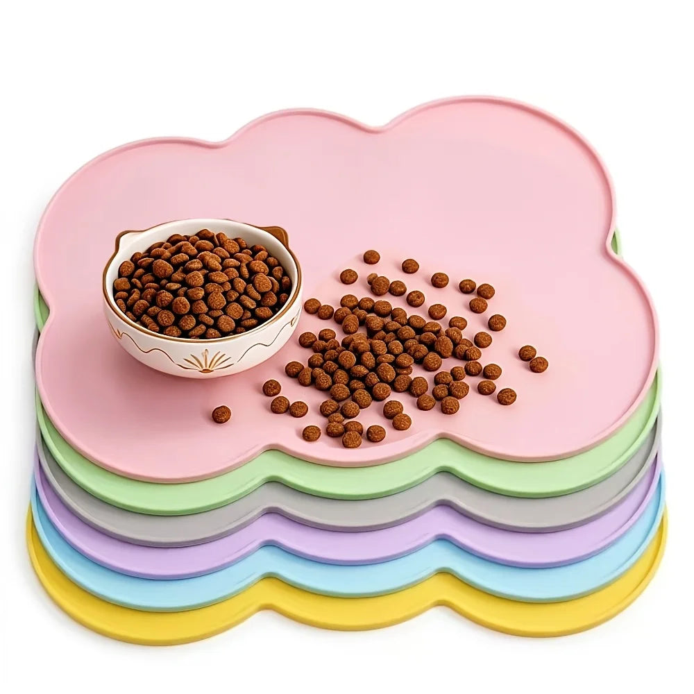 Silicone Pet Feeding Mat, Leak-Proof and Non-Slip Feeding Mat for Dogs and Cats, Oval Bowl Mat