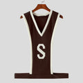 INCERUN Tops 2024 Korean Style Sexy Fashion Men S Letter Pattern Splicing Striped Vests Summer Casual Sleeveless Tank Tops S-5XL