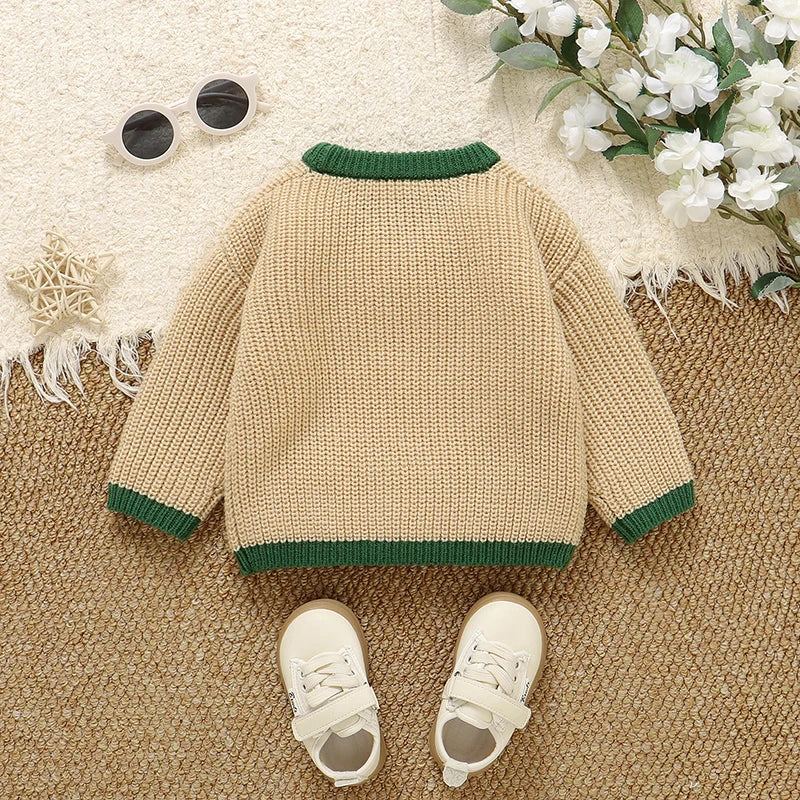 Infant Baby Sweaters Knitted Boy Girl Pullovers Long Sleeve Autumn Newborn Kid Clothes Fashion Pink Solid Cute Cartoon Duck Tops