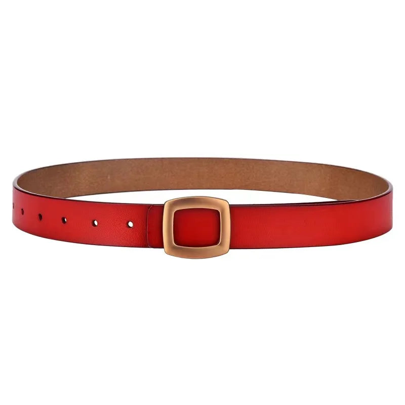 2021 New Belts for Women Genuine Leather Luxury Designer Jeans Belt Female Waistband Fashion Square Metal Buckle Belt Lady Black