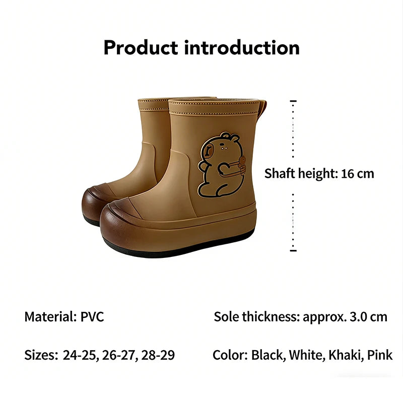 Kids Rain Boots Cartoon Waterproof Rubber Shoes Anti-slip Outdoor Rain Footwear for Boys Girls Ages 3-12
