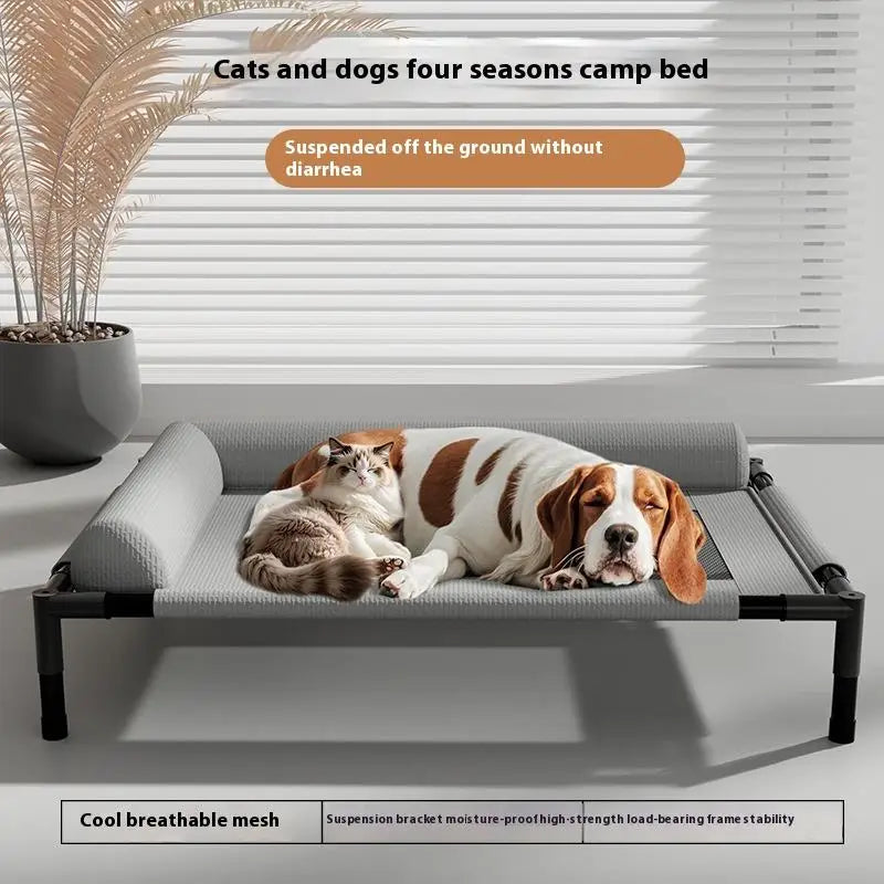 Breathable Mesh Pet Bed Elevated With Pillow Removable and Washable Moisture Proof For Medium Large Dog Cat All Four Seasons