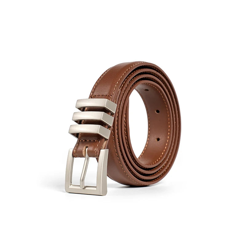 BEAUTODAY Belts Women Full Grain Leather Versatile Solid Color Metal Buckle 2024 Ladies Accessories Handmade 91055