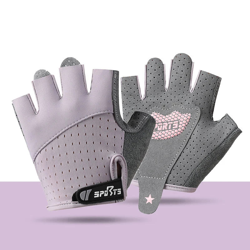 Summer Gloves Kids Sports Fitness Cycling Half-Finger Ice Silk Gloves Children Breathable Anti-slip Boys Girls Roller Skating