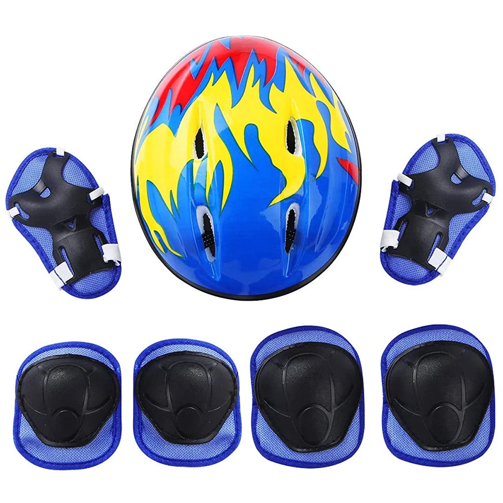 Children's Cycling Helmet and Protective Gear Set Helmet, Knee Pads, and Protective Equipment Side-Buckle Soft Foam Padding