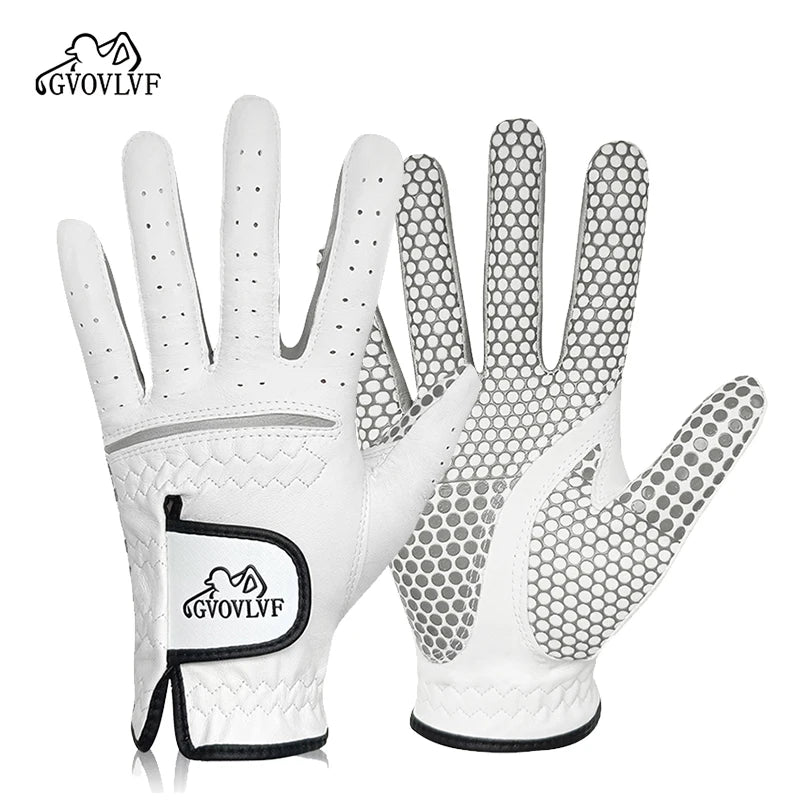 GVOVLVF Golf Gloves Men's Leather White Breathable Gloves On Both Sides Non Slip Soft And Comfortable Gift For Golfers