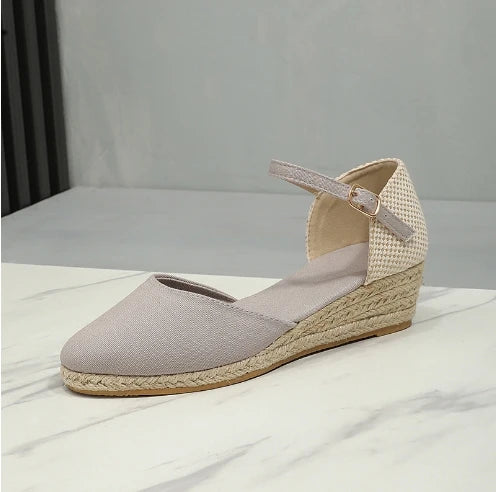 Sandals for Women 2026 Grass Woven High Heels Summer Strap High Heels Linen Soled Shoes Strap Hemp Rope Wedges Shoes for Women