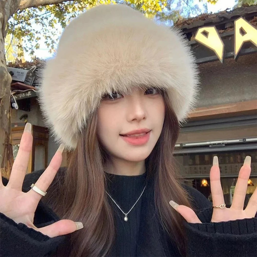 Furry Hats For Women, Autumn/Winter Korean Style Warm Hats, Solid Color Flattering Mongolian Hats Thickened Winter Outfits