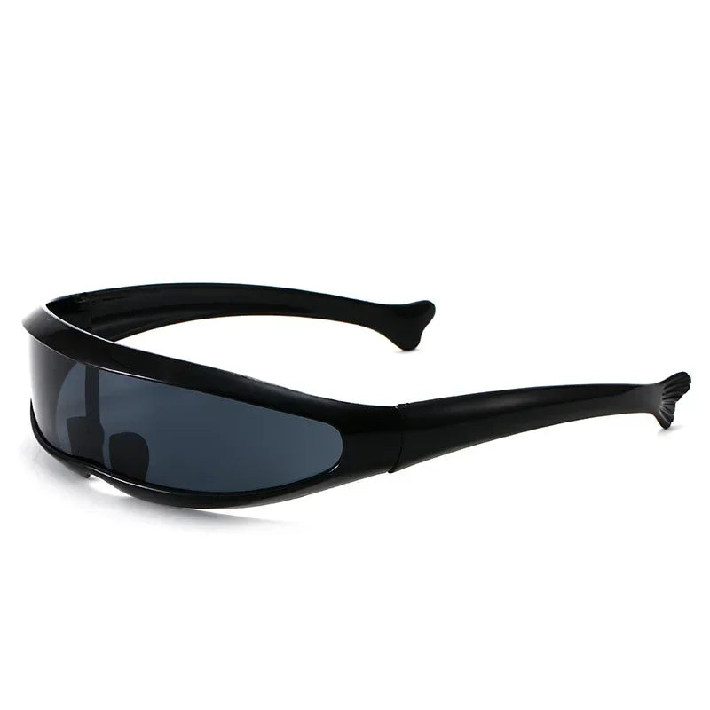 Conjoined Lens Sunglasses Men Women Fishtail Design X Laser Dolphins Mirror Glasses Windproof Goggles Space Robots Eyewear UV400