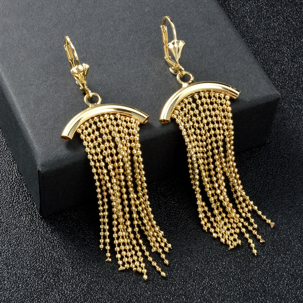 Women's Four Piece Jewelry Set Geometric Retro Y-Shaped Bead Tassel Pendant Elegant Collar for Banquets