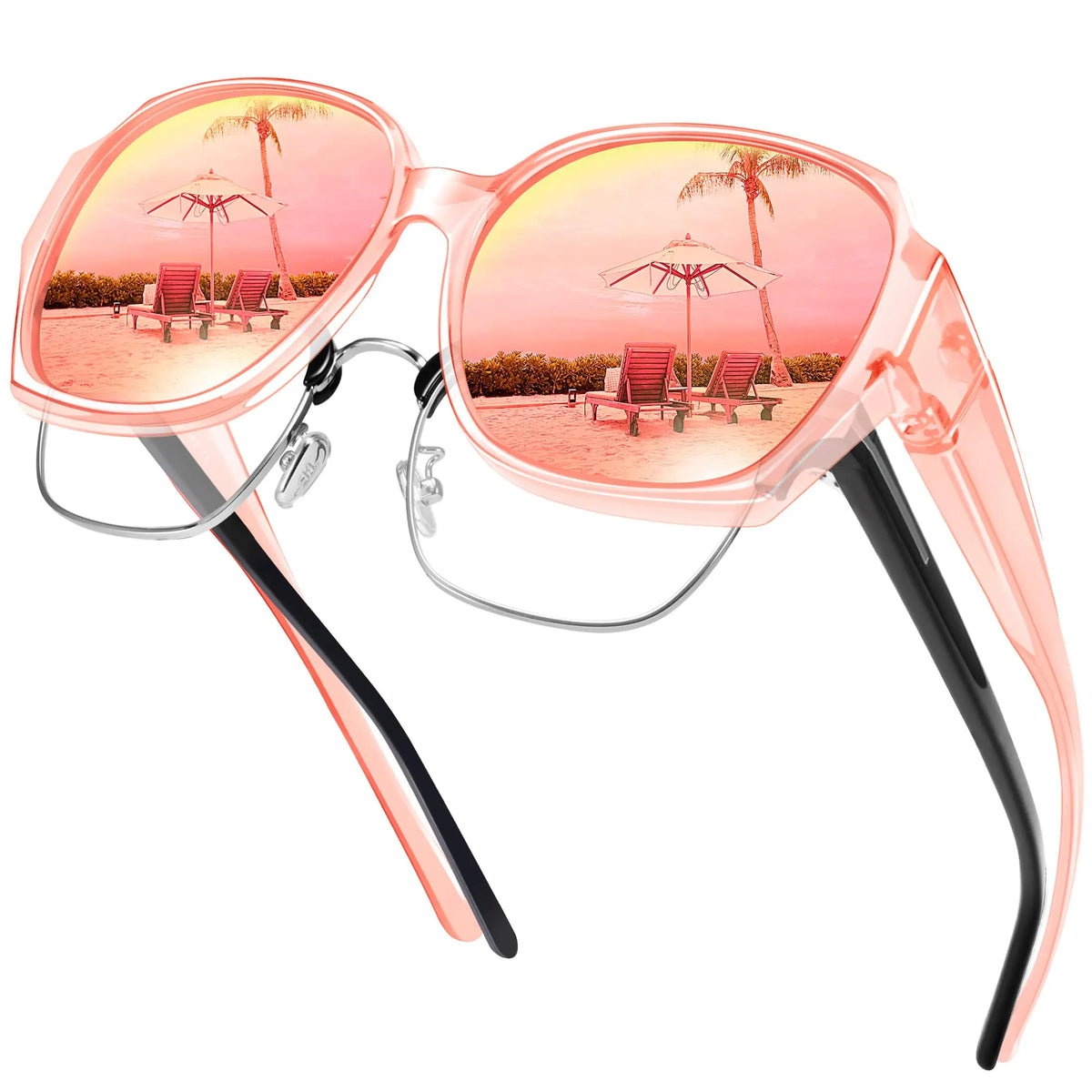 Oversized Sunglasses Fit Over Glasses for Women, UV400 Protection Square Shades Extra Large Sun Glasses