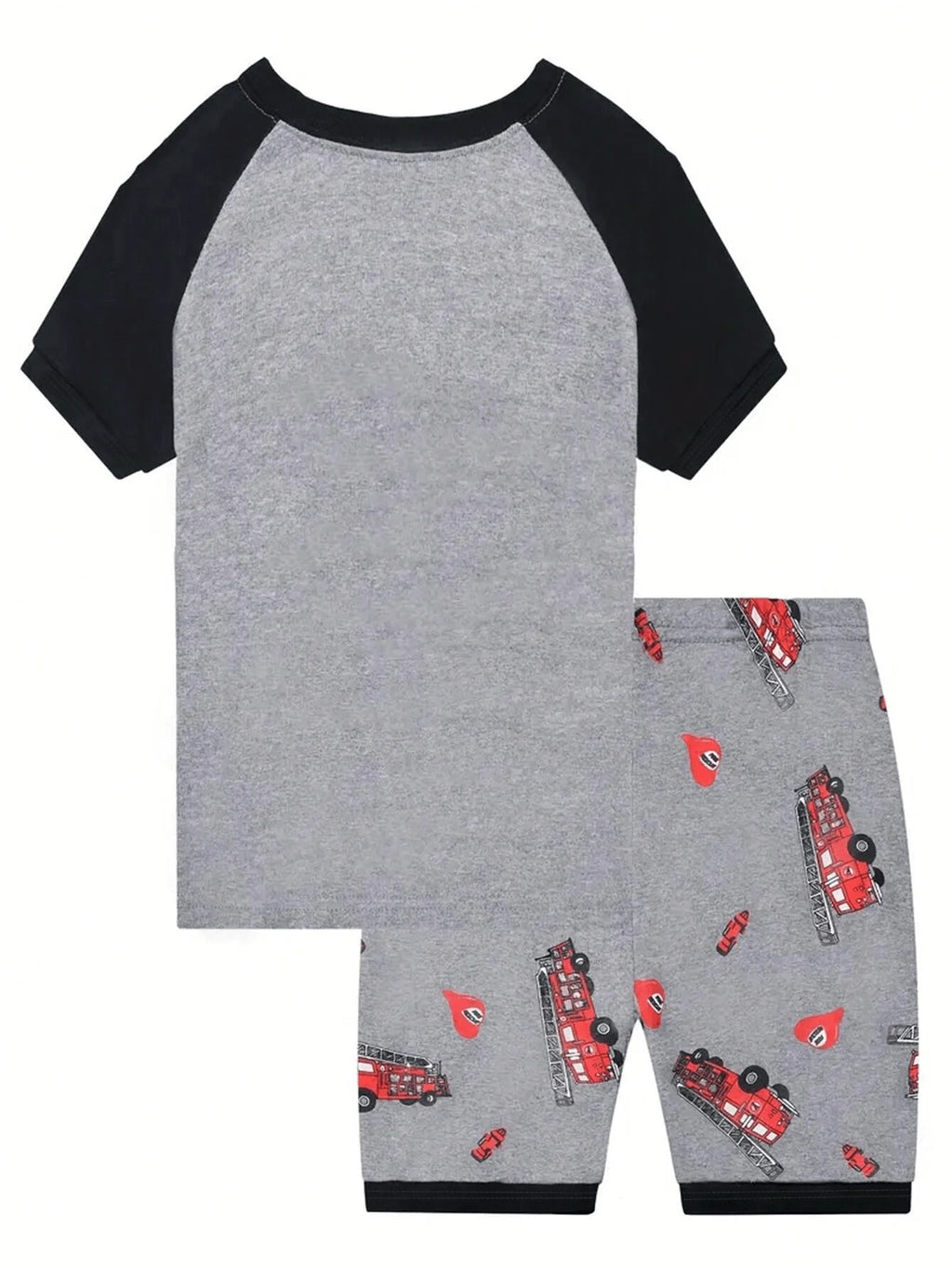 Toddler Boys Short-sleeved Pajamas Sets Kids Boy Fire engine Print Two-piece Pajama SetToddler Boys Short-sleeved Pajamas Sets K