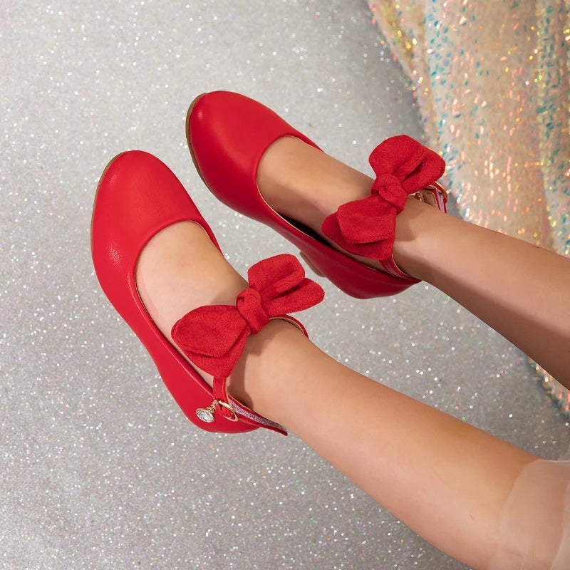 Fashion Girls' Performance Leather Shoes Elegant Bowknot Children Causal High Heel Shoes Kids Party Wedding Shoes for Princess