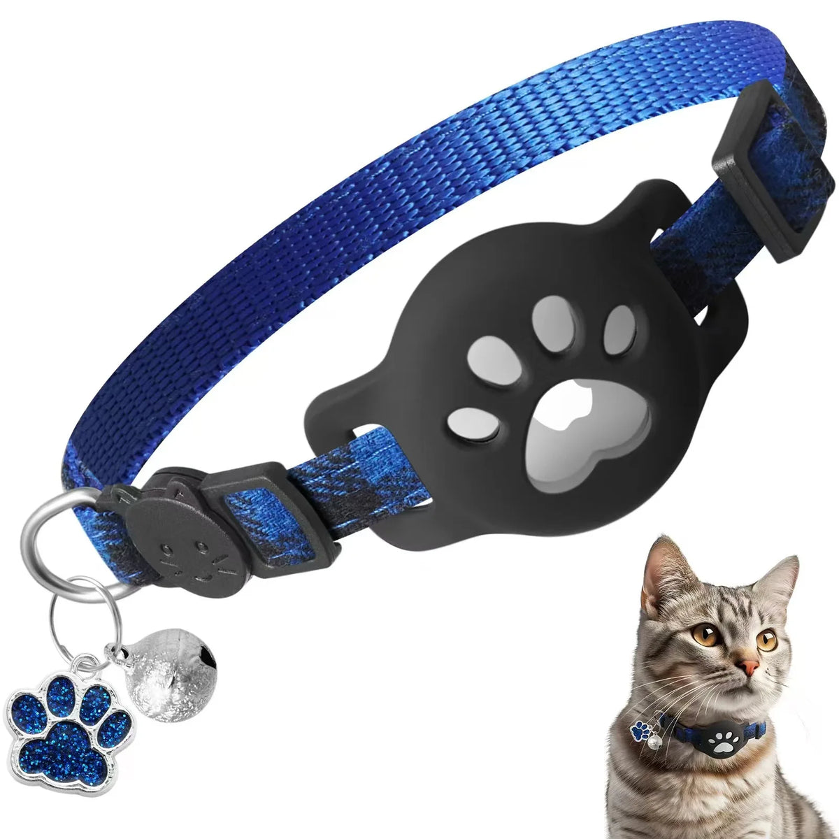 Pet Collar for Airtag Cat Collar Paw Bell Pendant Collar Locator Collar GPS Trackers Pets Accessories (Excluding Tracker)