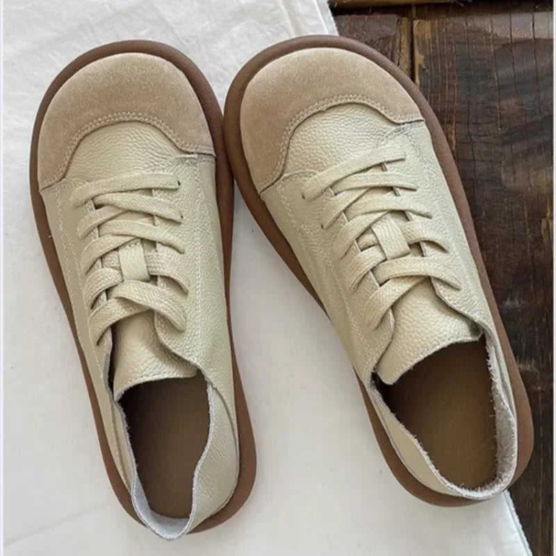 Women's Loafers Vintage Pu Leather Flats Fashion Soft Half Slippers Autumn Moccasins Slip on Women Driving Shoes Lazy Footwear
