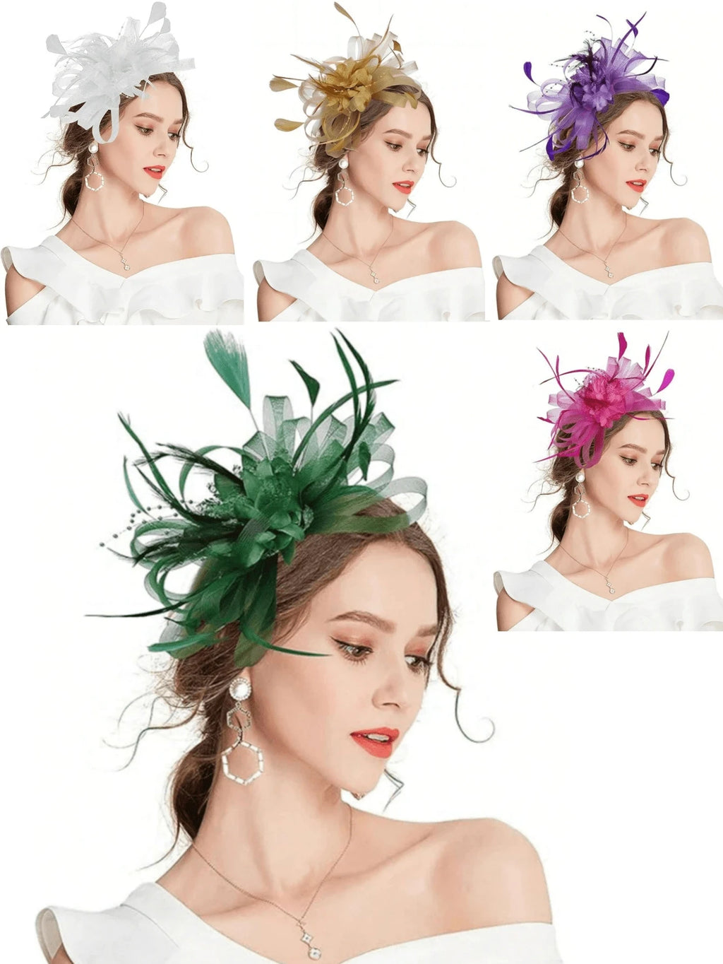 Fascinators Hats For Women Tea Party Hats 1950s Kentucky Derby Hats Feather Hair Clip For Bride Wedding Party