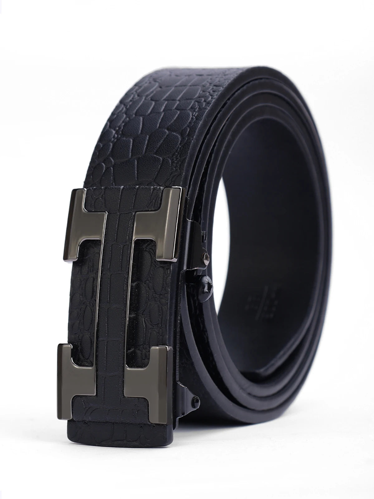 Men's Fashionable Work Business Belt with Metal Automatic Buckle Durable Everyday Use Design Perfect Gift Choice