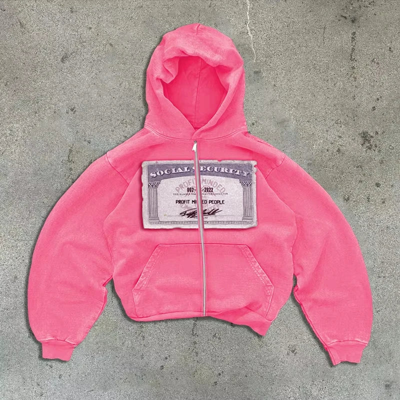 Retro Autumn Hoodies For Men And Women Printed Personalized Patterns Street Style Street Hooded Cardigan Long Sleeves