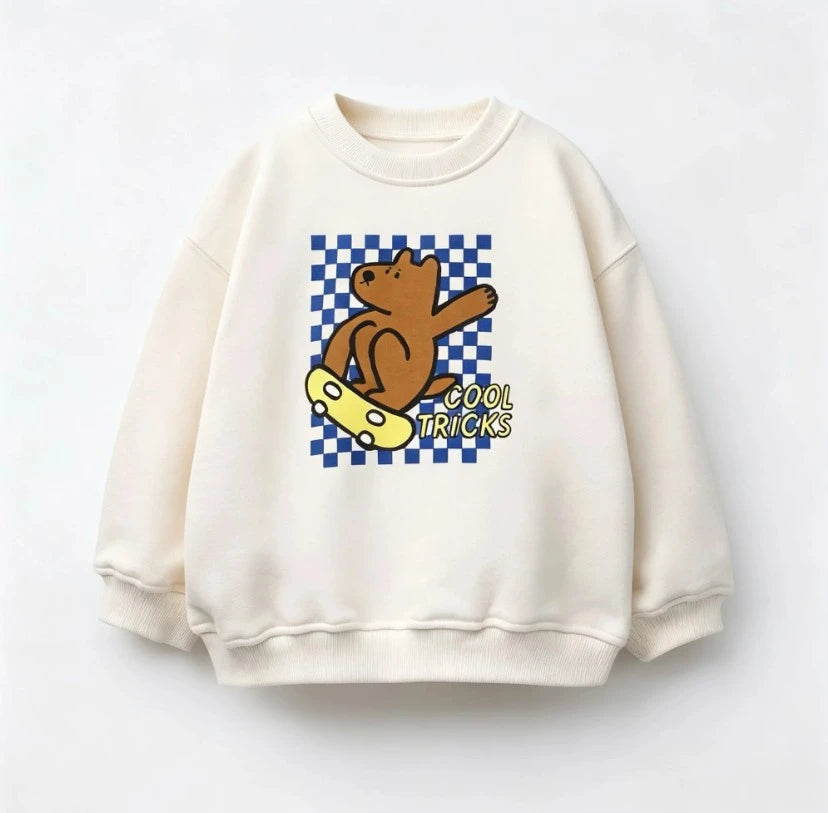 Kids Crewneck Sweatshirt Cartoon Printed Casual Pullover Top For Boys Girls Spring Autumn Loose Comfortable Long Sleeve Outfits
