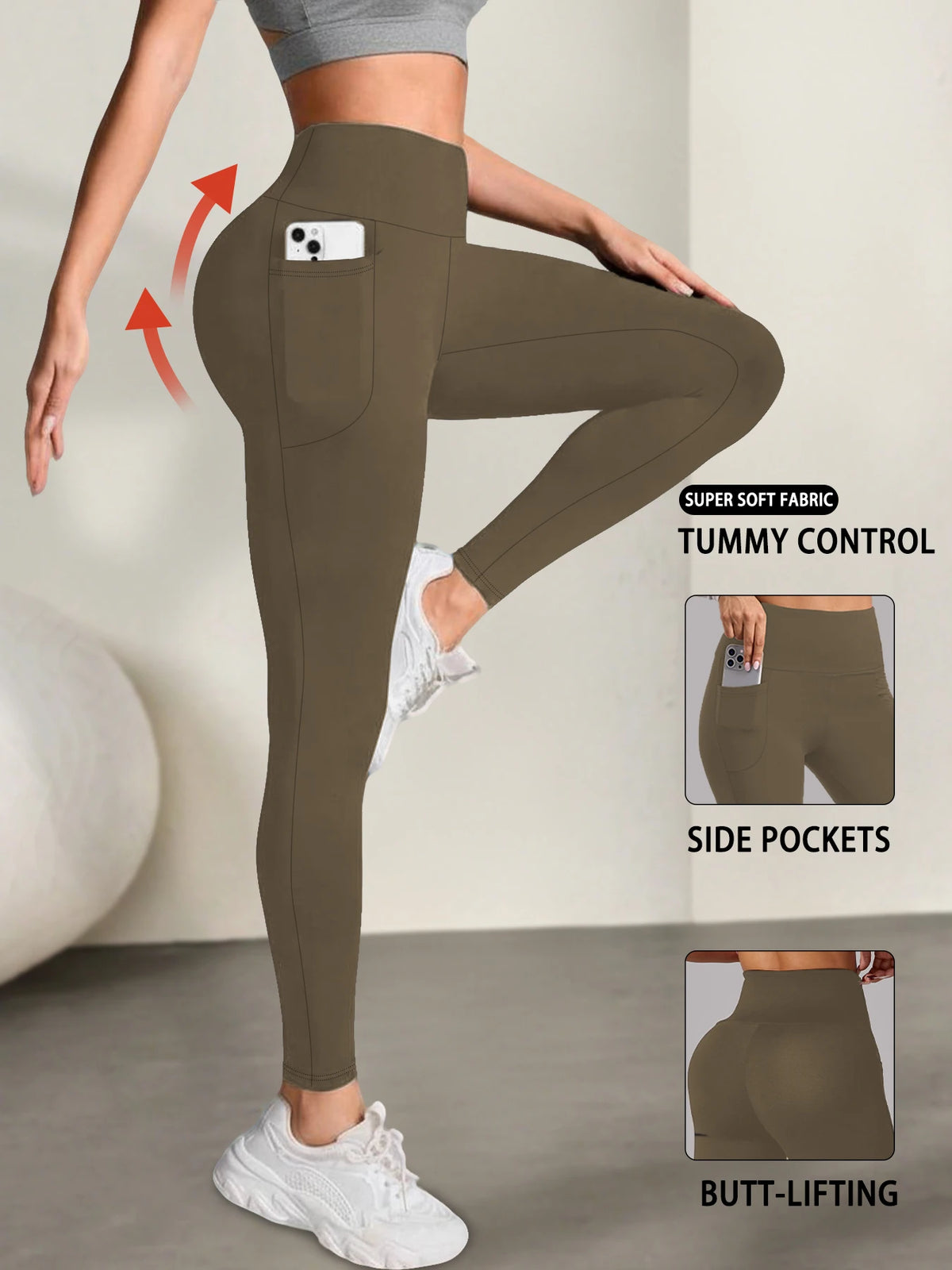 Women's Super Soft Leggings with Pockets, High Waisted Tummy Control for Yoga Workout and Casual Lounge Wear Comfort