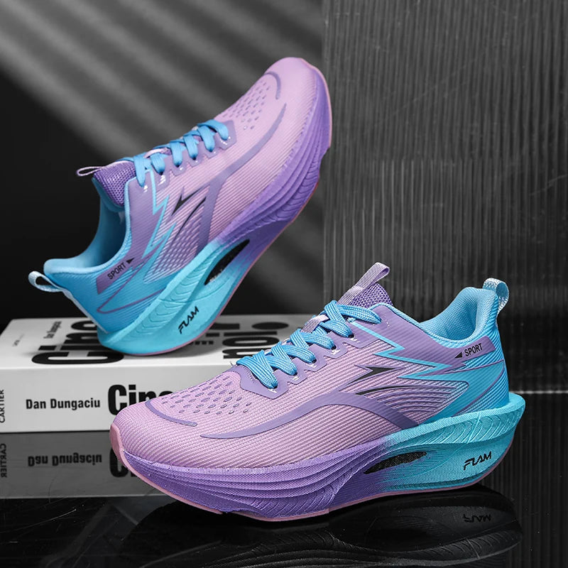 Marathon Men/ women Sports Running Shoes Women's Athletic Lightweight Comfortable Nonskid Carbon Board Air Cushion Breathable Sneakers