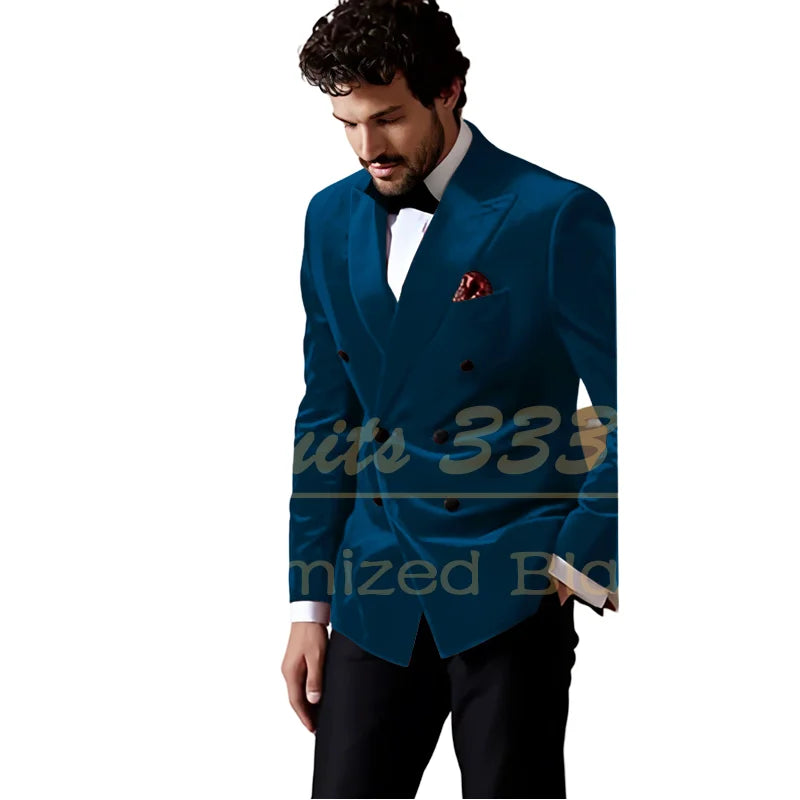 Velvet Double Breasted Blazer 1 Piece Slim Fit Smoking Suit Jacket for Men Fashion Party Groom 2025 Wedding Slim Fit Outfits