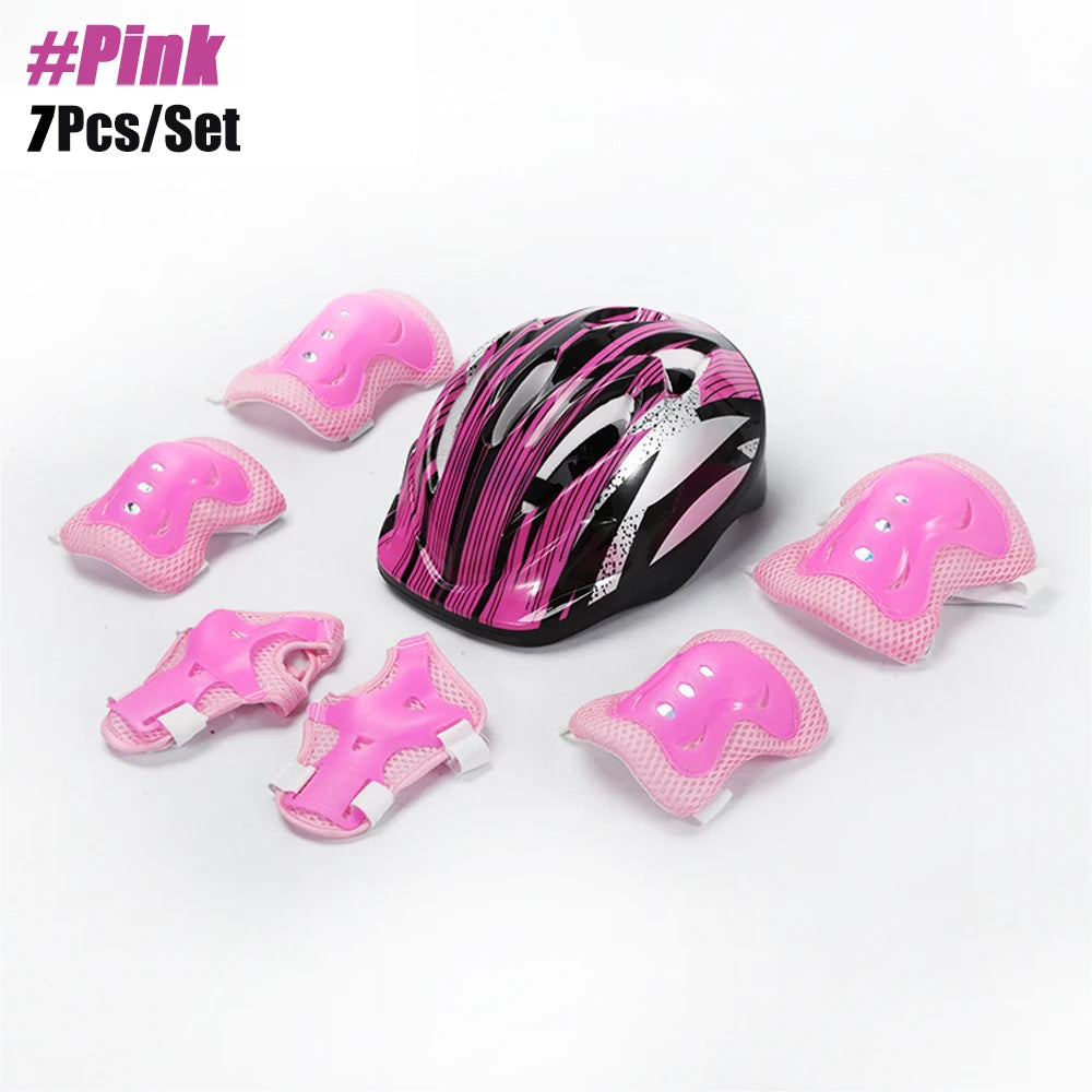 Kids Helmet Adjustable with Sports Protective Gear Set Knee Elbow Wrist Pads for Boys Girls Cycling Skating Scooter Helmet
