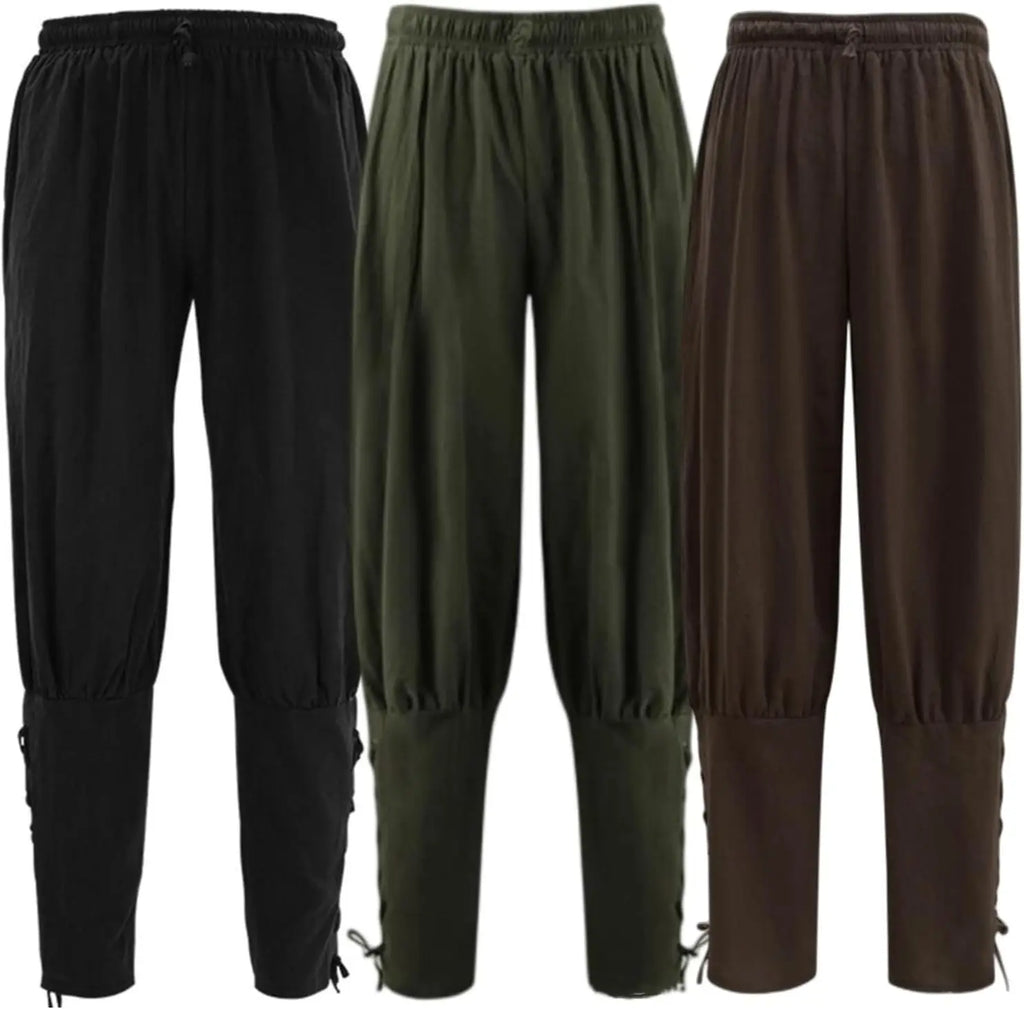 1Mens Womens Ankle Banded Pants Medieval Viking Pirate Cosplay Pants Renaissance Trousers for Adult