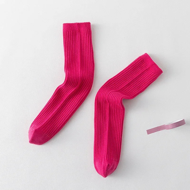 Solid Color Knitted Long Socks for Boy Girls Candy Color Knee High Socks Toddler Spring Autumn Soft Cotton Kids School Stockings