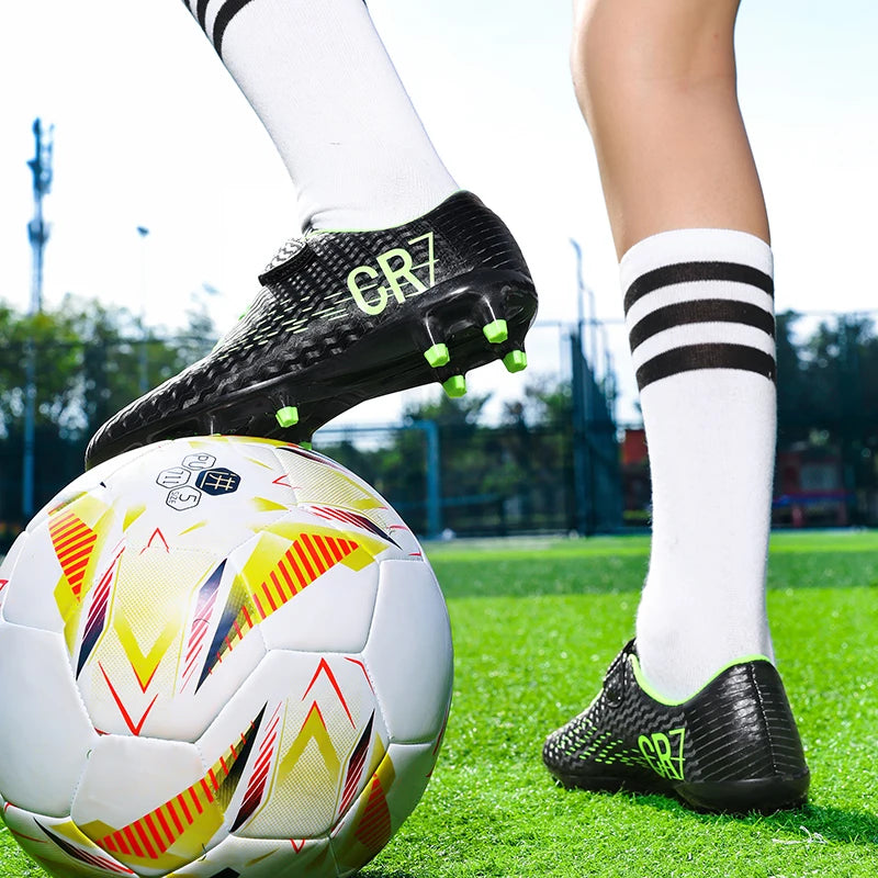 Unisex High Top Soccer Shoes Autumn Kids Teenager Turf And Firm Ground Cleats For Amateur Match Daily Football Training Outdoor