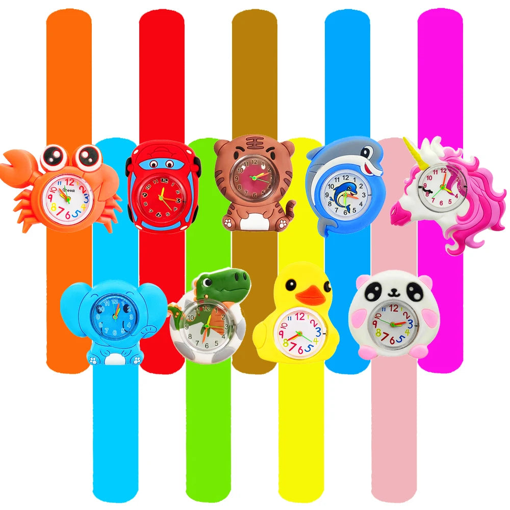 Cartoon Kids Wristwatches Suitable for Boys Girls Slap Bracelet Children Study Time Toy Watches Kindergarten Party Gift