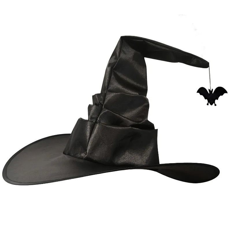 Women's Hats Halloween Bat Spider Horror Black Pleated For Girl Witch Hats Cosplay Funny Party High-quality Tassel Caps