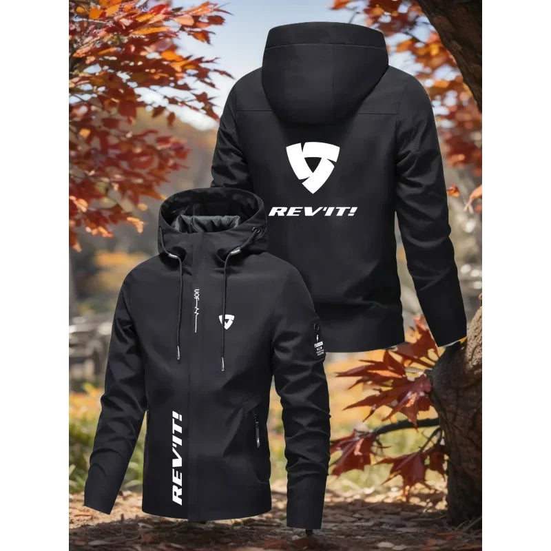 Men's Hooded Jacket, All-Season Windproof Jacket Suitable for Outdoor, Motorcycle, Travel, Leisure - Fashionable Sports Jacket