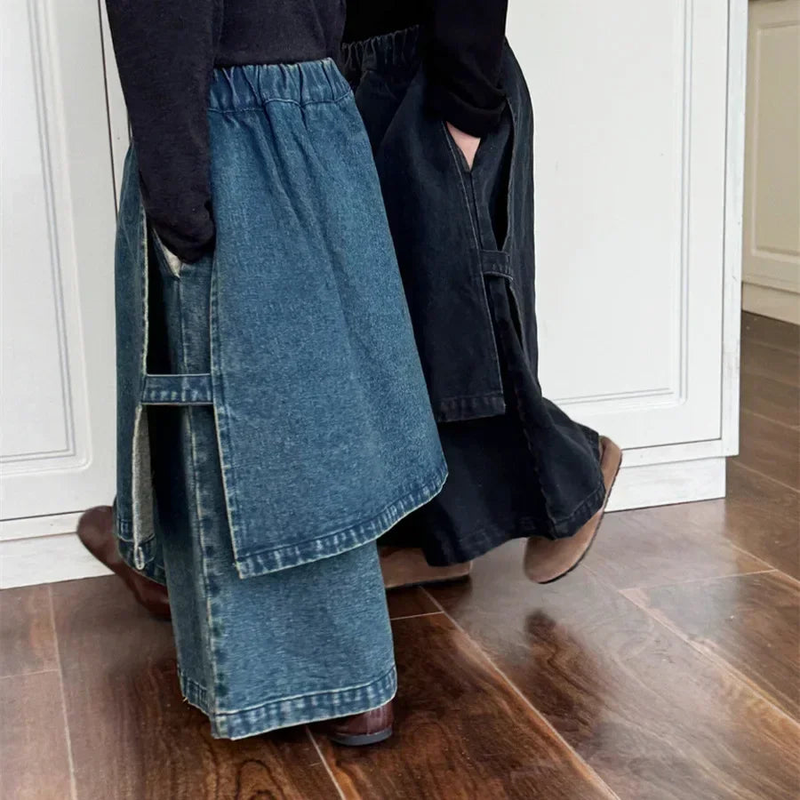 Kids Pants Children Clothing Solid Color Jeans Versatile Childrens Baby Easy Irregular Fashion 2024 Loose Causal