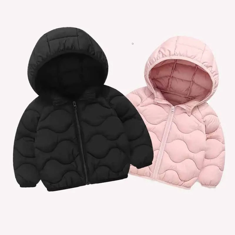 Children's Lightweight Coat Girls' Down Jackets Boys' Winter Warm Outerwear Kids Hooded Long-Sleeved Tops Autumn Cotton Clotes