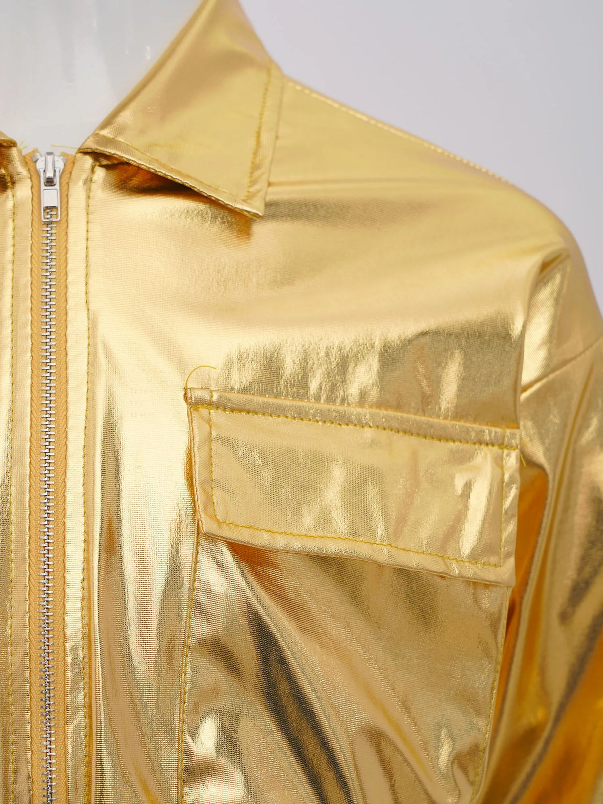 Kids Boys Girls Metallic Jacket Shiny Fashion Children's Coats Long Sleeve Disco Rave Tops Hip-Hop Jazz Dance Costume Outerwear