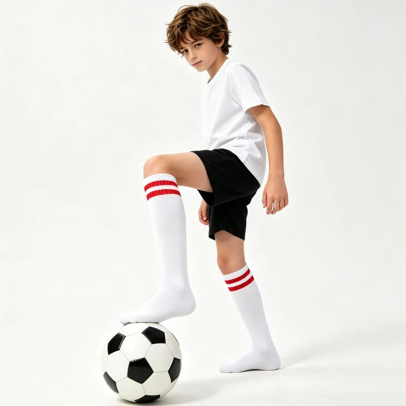 Kids Knee High Socks Cotton Long Student School Socks Girls Boys Football Striped 2 Retro Old School Sport Socks Soccer Hockey