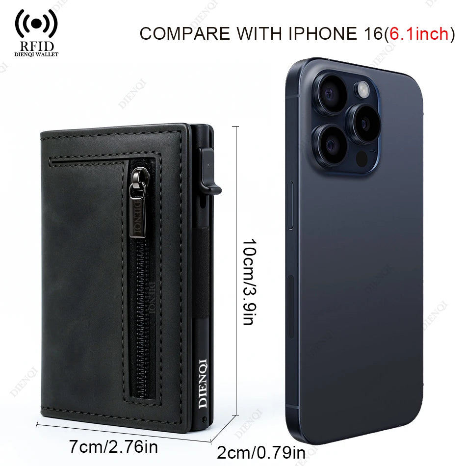 Anti-theft Credit Card Holder Men Wallets Rfid Blocking Aluminum Leather Pop Up Minimalist Wallet Cardholder Wallets for Men